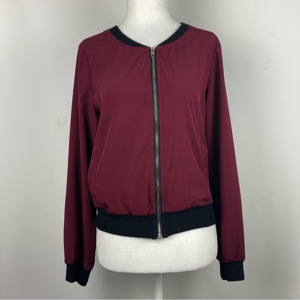 Michel Jacket Womens Medium Burgundy Lightweight Full Zip Ladies Casual Jacket